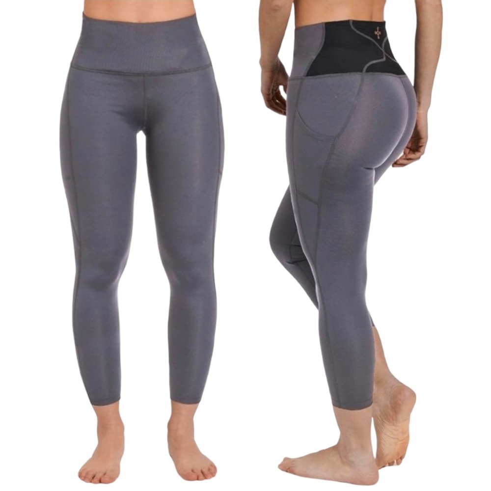 TOMMIE COPPER Slate Grey Pro Grade Copper Life Back Support Cropped Leggings